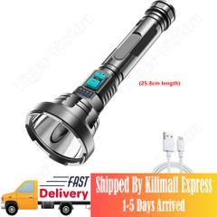Super Bright Rechargeable Flashlight P700 Lamp Bead Powerful LED Flashlight Long Range Tactical Flash light Torch Waterproof Camping Hand Light Black as picture