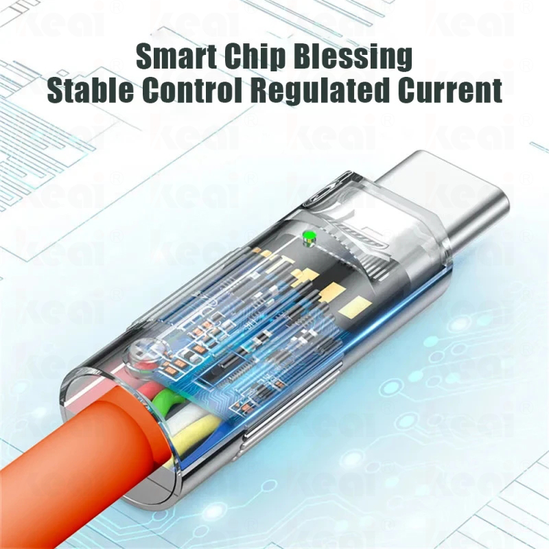 6A/120W USB Cable Super Fast Charge QC2.0 3.0 USB Charging Cable Type C Cable Zinc Alloy Liquid Soft Silicone Mobile Phone USB Charging Data Cable for Android