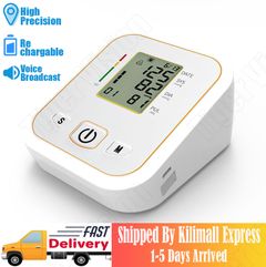 Blood Pressure Monitor Medically Accurate Upper Arm Cuff Rechargable Digital Health Monitors Voice Broadcast Health Care Medical Equipment White as picture