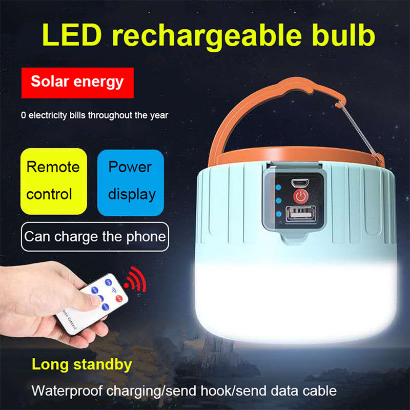 300W Solar Camping Light with Phone Charging Port Remote Control IPX65 Waterproof & 3 Modes 2400mAh Battery LED Power Display for Kenya Blackout Emergencies