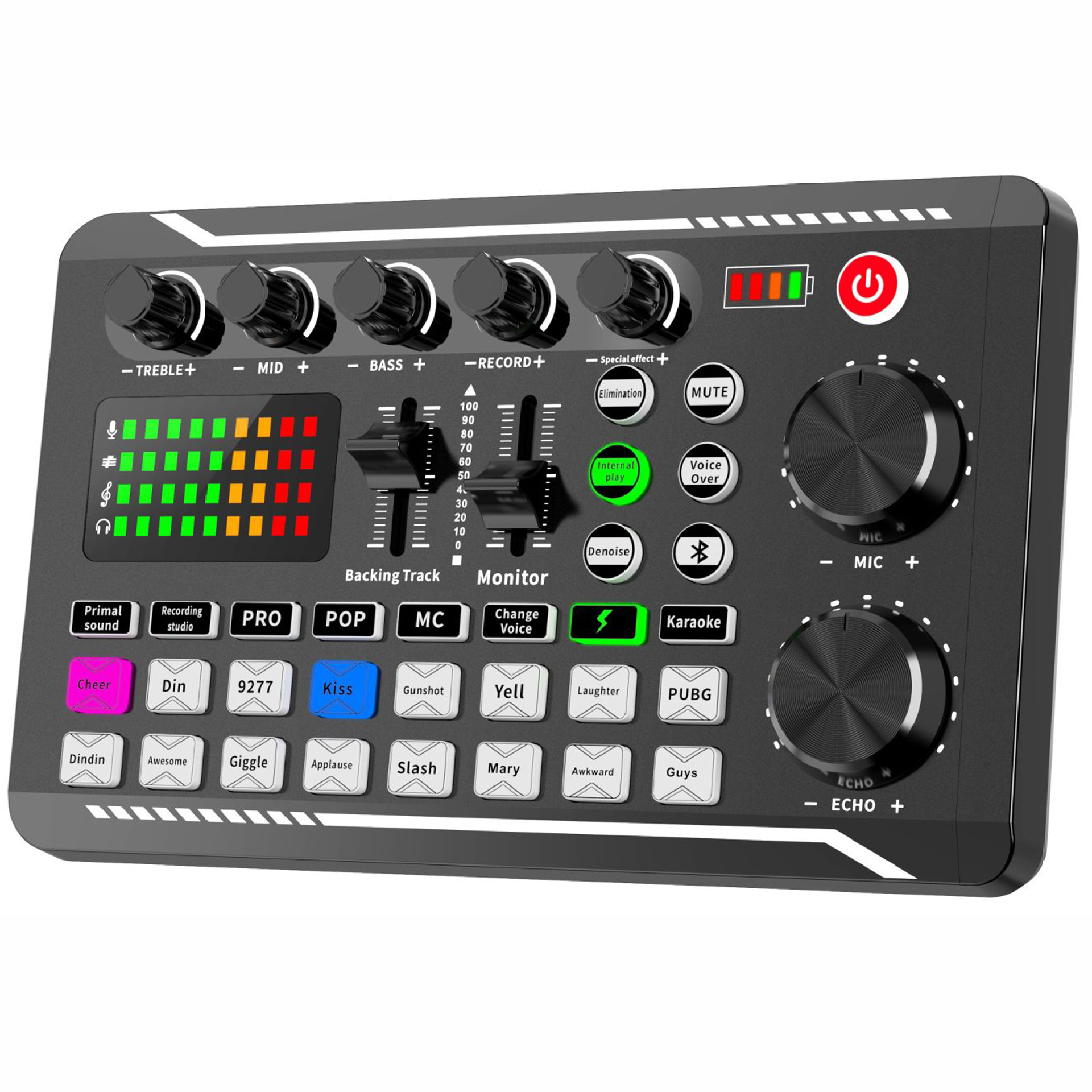 Multifunctional Tuning Sound Card Music Production Live Streaming DJ Microphone Mixer Kit Audio Recording Mixer Audio Mixing Console Amplifier for Phone PC