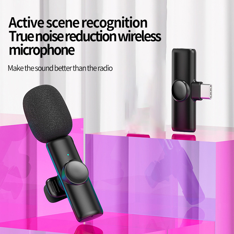 Wireless Lavalier Microphone Private Live Broadcast Microphone with Noise Reduction Small MicrophoneS Outdoor Interview Conference Recording