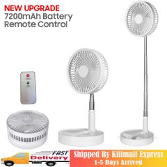 Remote Rechargerable Fans Adjustment Portable USB Floor Fans Quiet 3 Speeds Wind Stretchable Desk fan for Home Office Car Outdoor Travel White as picture