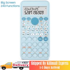 Large Screen Double Row Display Calculator Standard Scientific Calculator School Office Stationeries Multifunction Stationery Scientific Tool Blue as picture