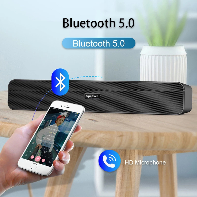 Bluetooth Speaker Subwoofer Wired/Wireless Soundbar Portable Speaker Woofer for Phones TV Desktop Laptop Mic Aux TF