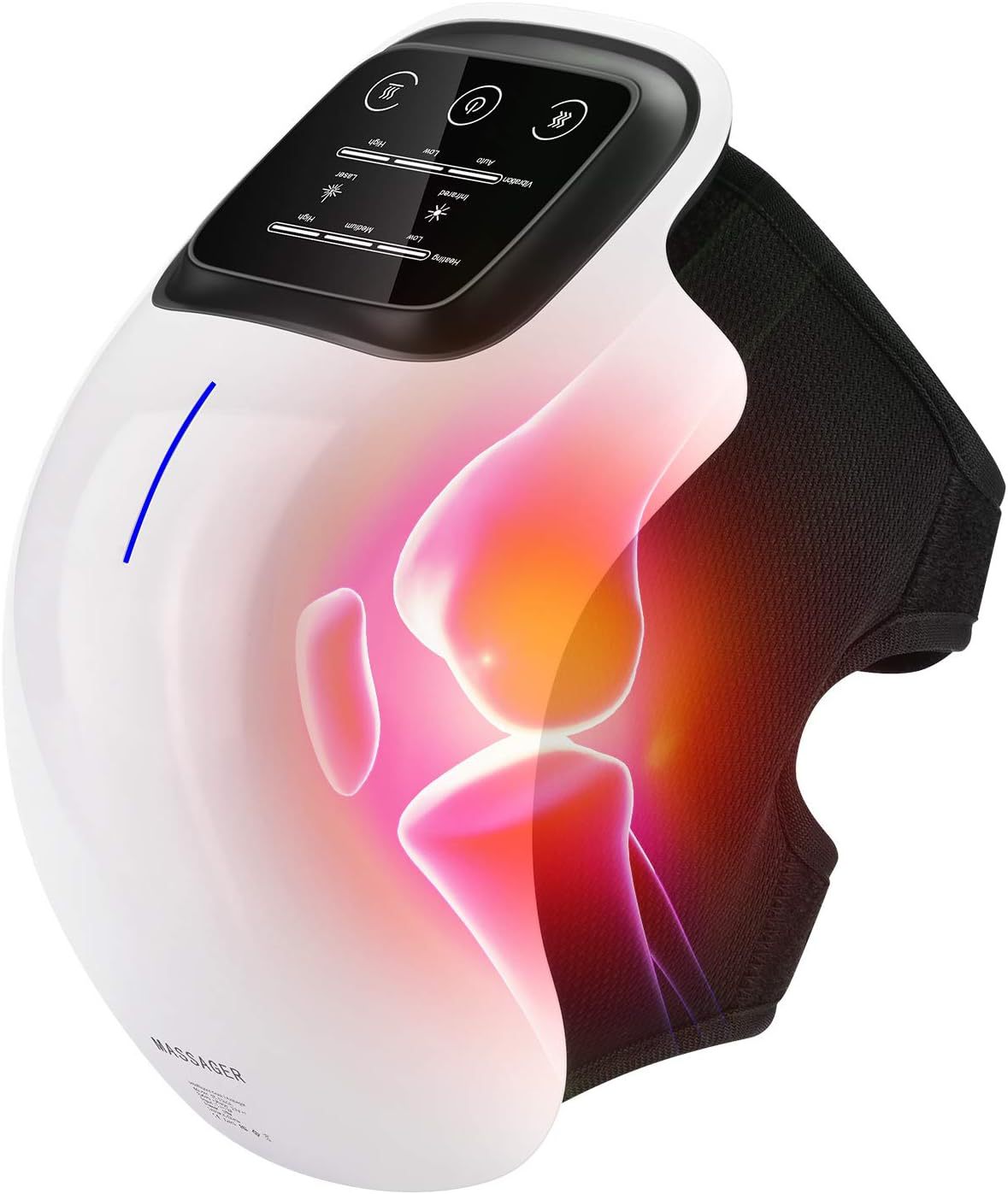 Heating Knee Massage Rechargerable Physiotherapy Leg Massager 3 Levels of Temperature and Intensity Carbon Fiber Hot Pack Touch Control Vibration Massage to Relieve Stress and Fatigue