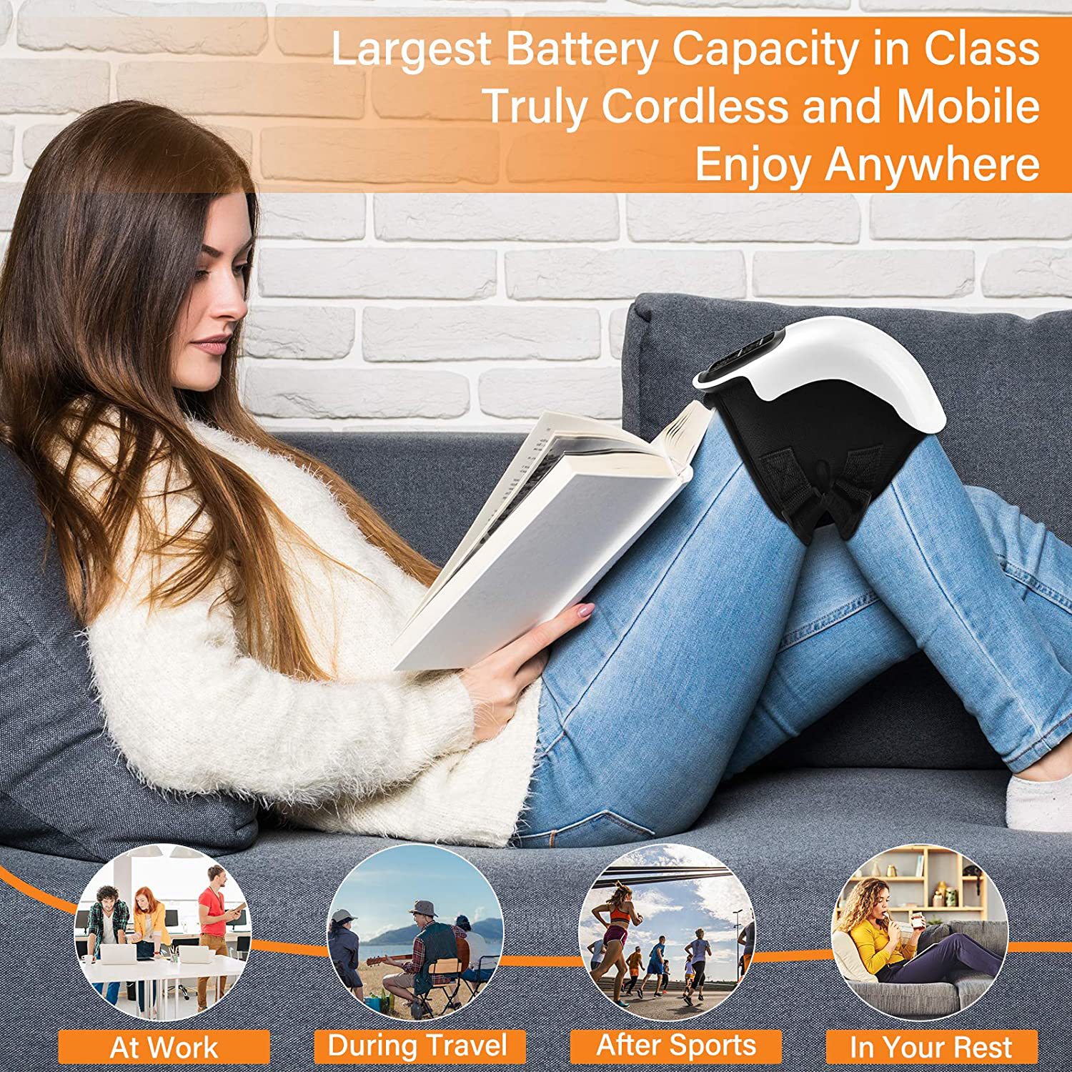 Heating Knee Massage Rechargerable Physiotherapy Leg Massager 3 Levels of Temperature and Intensity Carbon Fiber Hot Pack Touch Control Vibration Massage to Relieve Stress and Fatigue