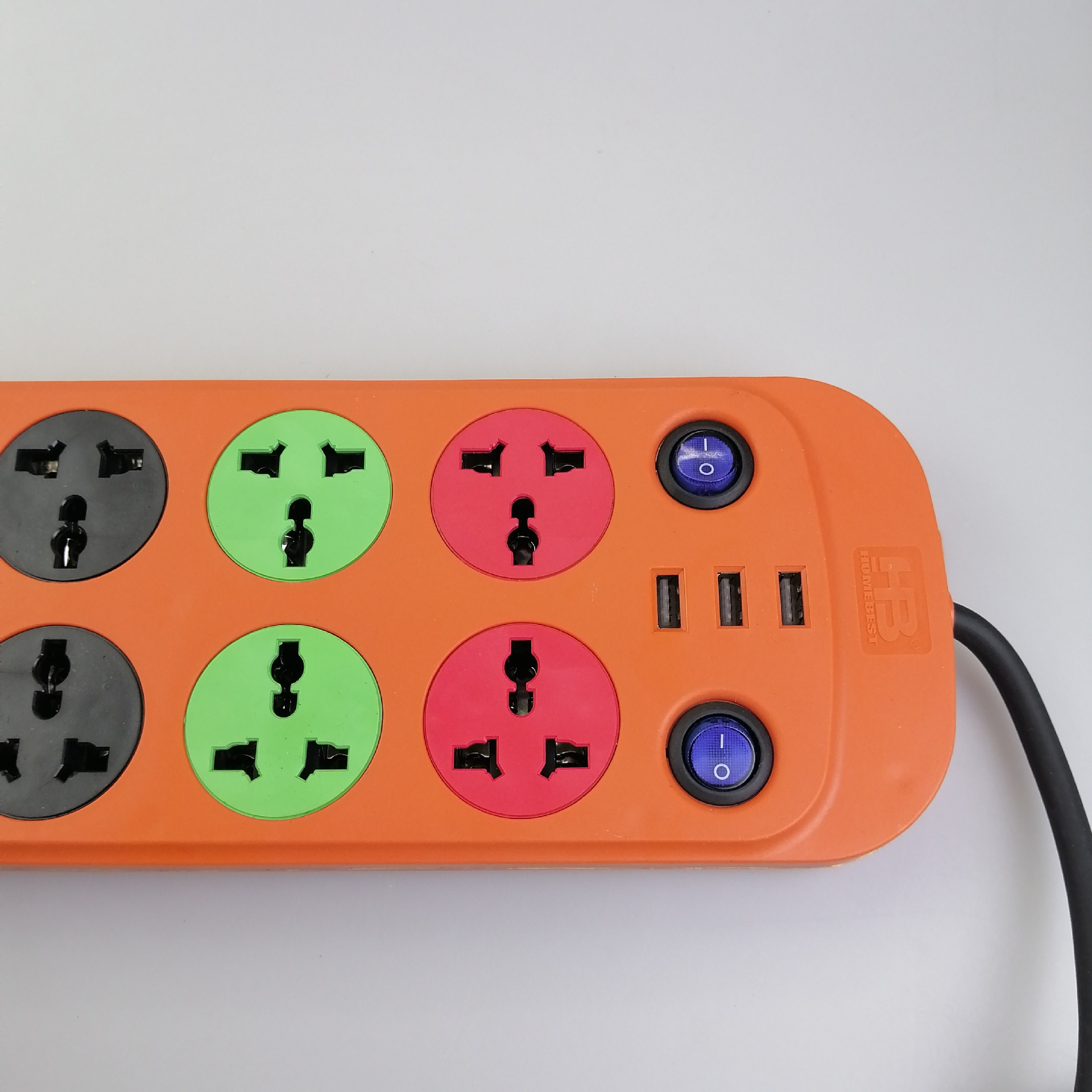 UK Plug Power Strip with Fuse 10 Outlets Power Socket Heavy Duty Surge Protector 2500W 3 USB Charger Fireproof Extension Cord (7ft)