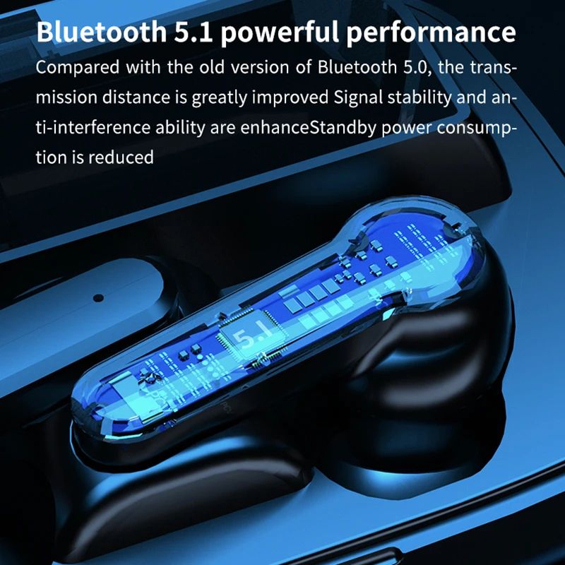 Bluetooth Earphone Deep Bass Built-in Mic TWS Stereo Wireless Earpods Foldable IPX Music Sport HIFI Stereo Wireless Earbuds