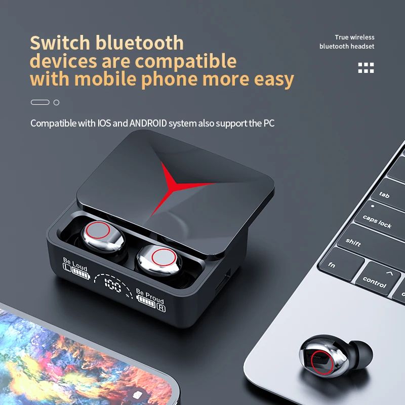 Bluetooth Earphone True Wireless Earpods Stereo Sound Rotatable Earmuff Heavy Bass Magic Tone Bluetooth Earbuds Built-in Mic Sports Earphones