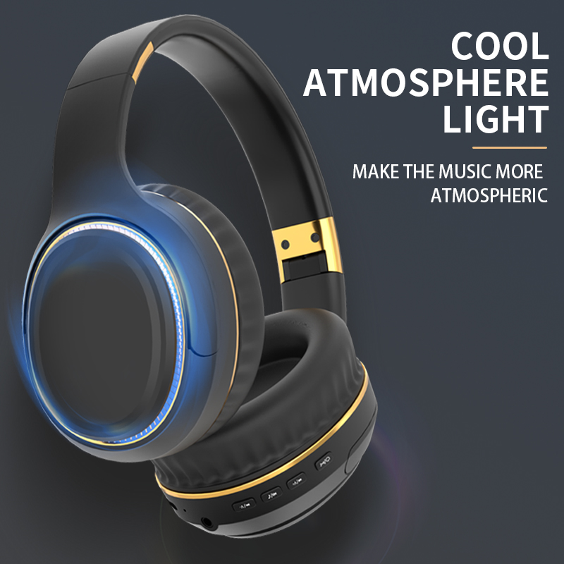 Bluetooth Headphone Deep Bass Wireless Headphones Foldable Woofer True Wireless Headset with Mic Support TF Aux