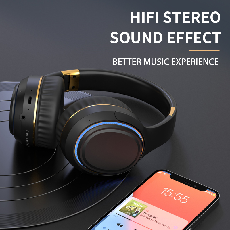 Bluetooth Headphone Deep Bass Wireless Headphones Foldable Woofer True Wireless Headset with Mic Support TF Aux