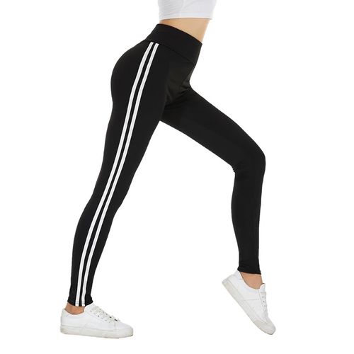 Fashion Assorted leggings Black Tight With White Strips on the side-