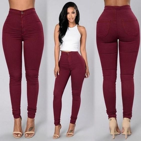 Thin jeans jeans stretch pencil pants, high waist jeans wash thin waist high spring women