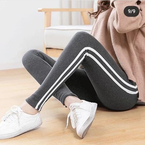 Fashion Assorted leggings Black Tight With White Strips on the side-