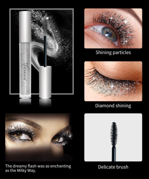 Mcafee 4D silk fiber eyelash makeup waterproof silicone brush head mascara lengthening thick mascara diamond shimmering mascara