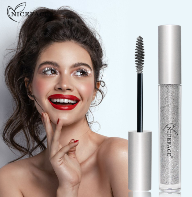 Mcafee 4D silk fiber eyelash makeup waterproof silicone brush head mascara lengthening thick mascara diamond shimmering mascara