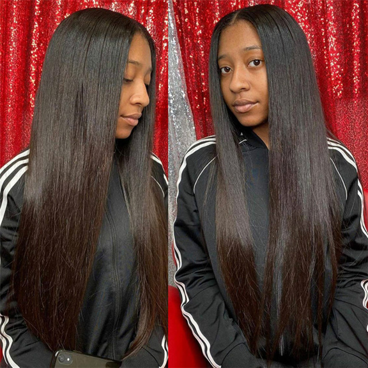 Long Straight Hair Weave Middle Part Black Wigs Hair For Women