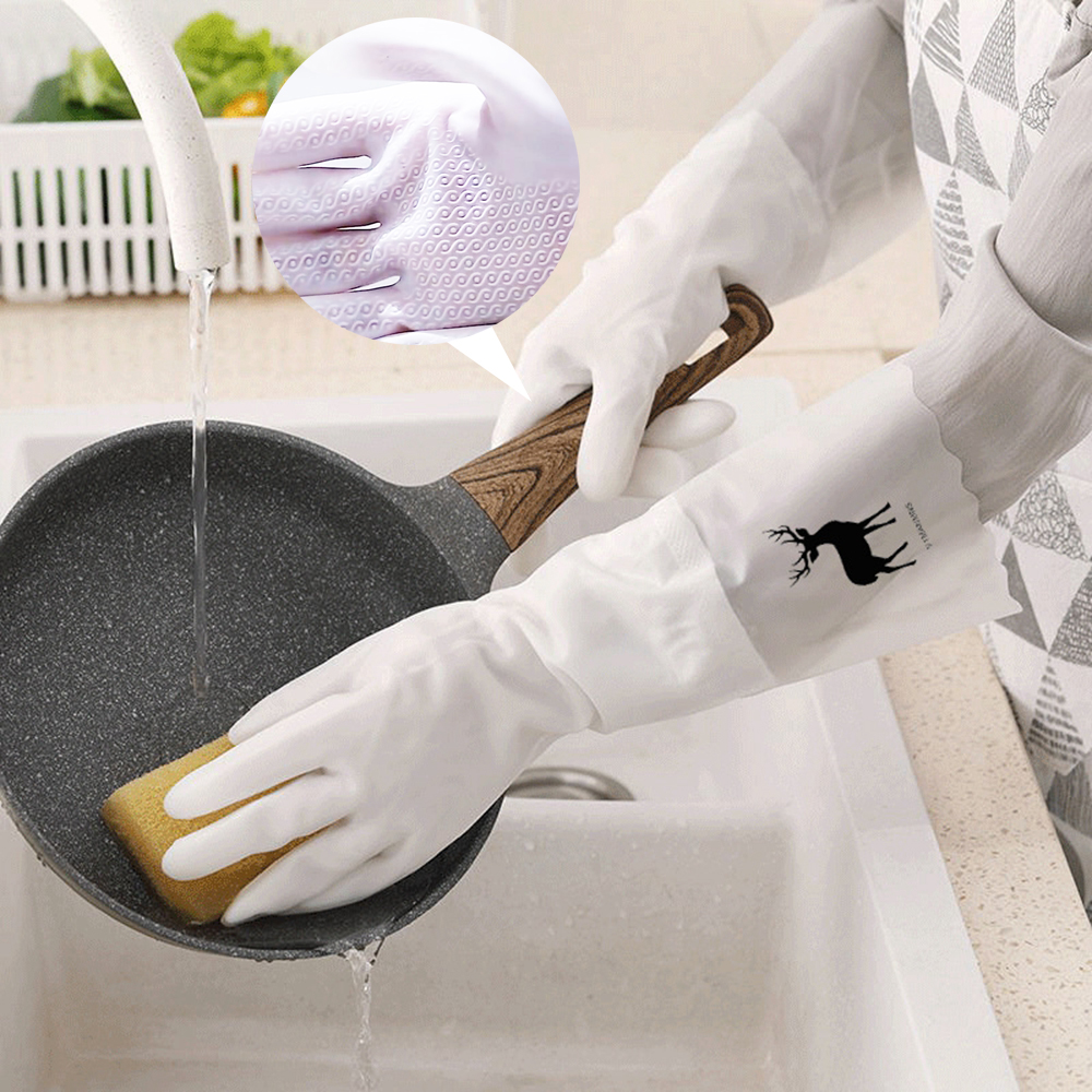 Best price for Dishwashing Gloves Rubber Waterproof Kitchen Washing ...