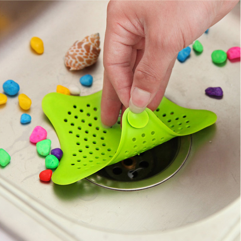 2PCS Anti-blocking Floor Drain Mat Silicone Kitchen Sewer Outfall Strainer Sink PVC Filter 15*14cm