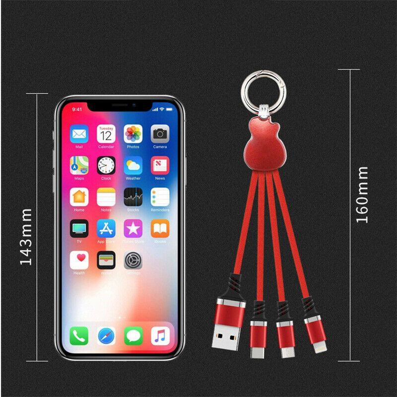 Multi 3 In 1 Micro USB TypeC Charging Cable Guitar Design Data Sync Line Lighting Cable Samsung