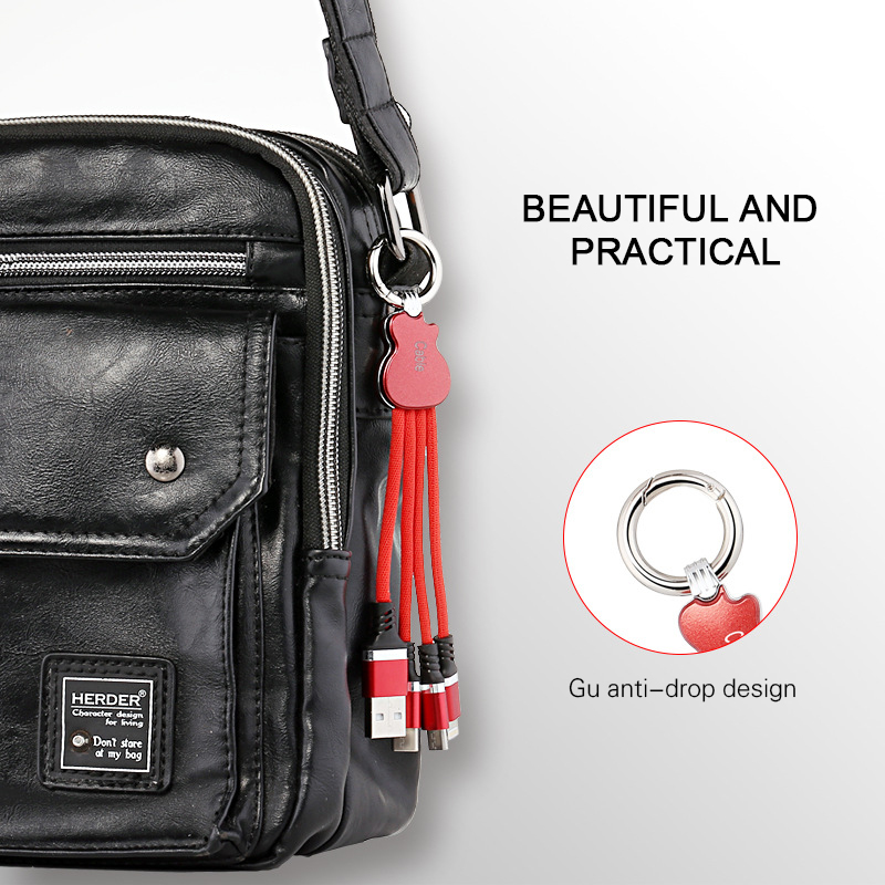 Multi 3 In 1 Micro USB TypeC Charging Cable Guitar Design Data Sync Line Lighting Cable Samsung