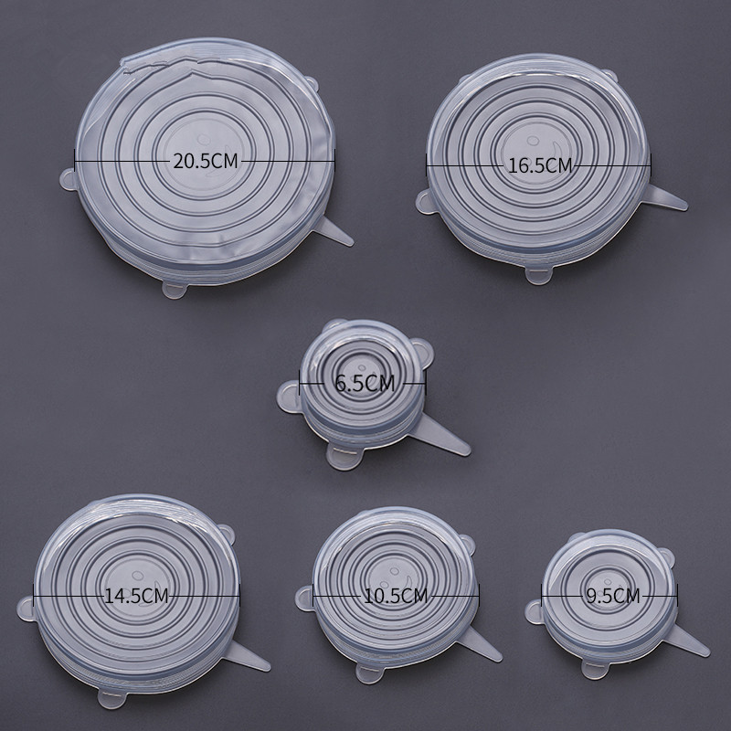 New arrival 6 Pcs/Set Food Silicone Cover Cap Lids For Cookware Bowl Reusable Stretch Lids Kitchen supplies