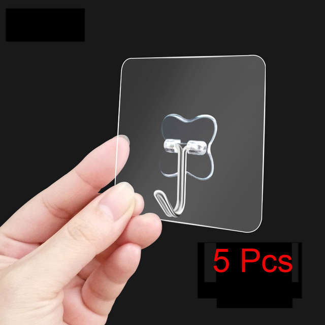 5PC Strong Transparent Suction Cup Sucker Wall Hooks Hanger For Kitchen Bathroom 6*6cm Wall Hooks
