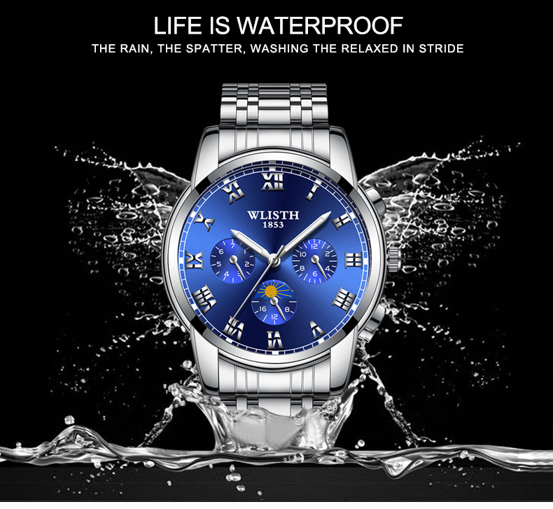 Men's Watch Steel Strap Watch for Men Waterproof Luminous Watch Quartz Wristwatch Date Male Clock
