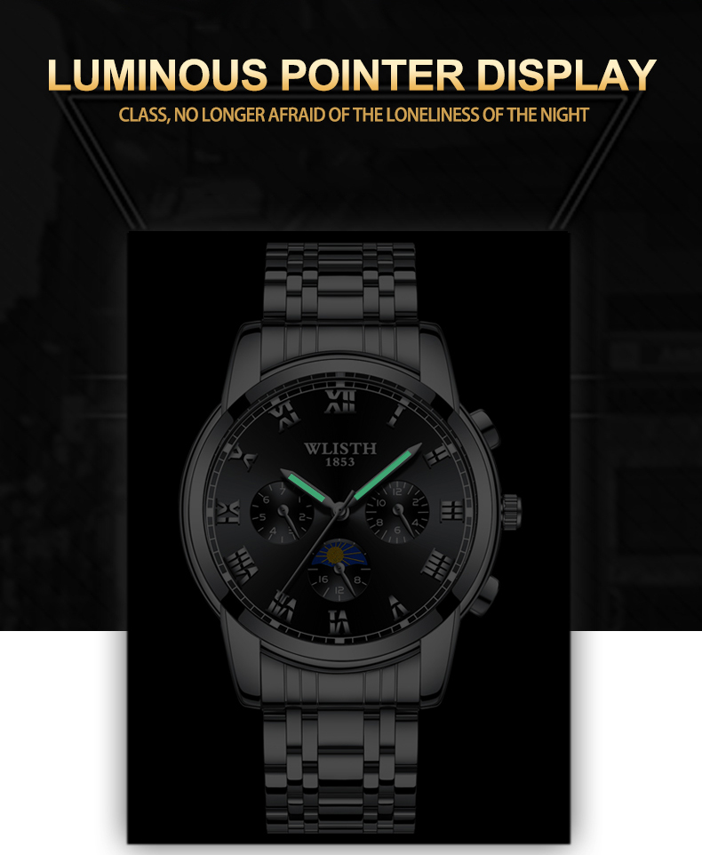 Men's Watch Steel Strap Watch for Men Waterproof Luminous Watch Quartz Wristwatch Date Male Clock