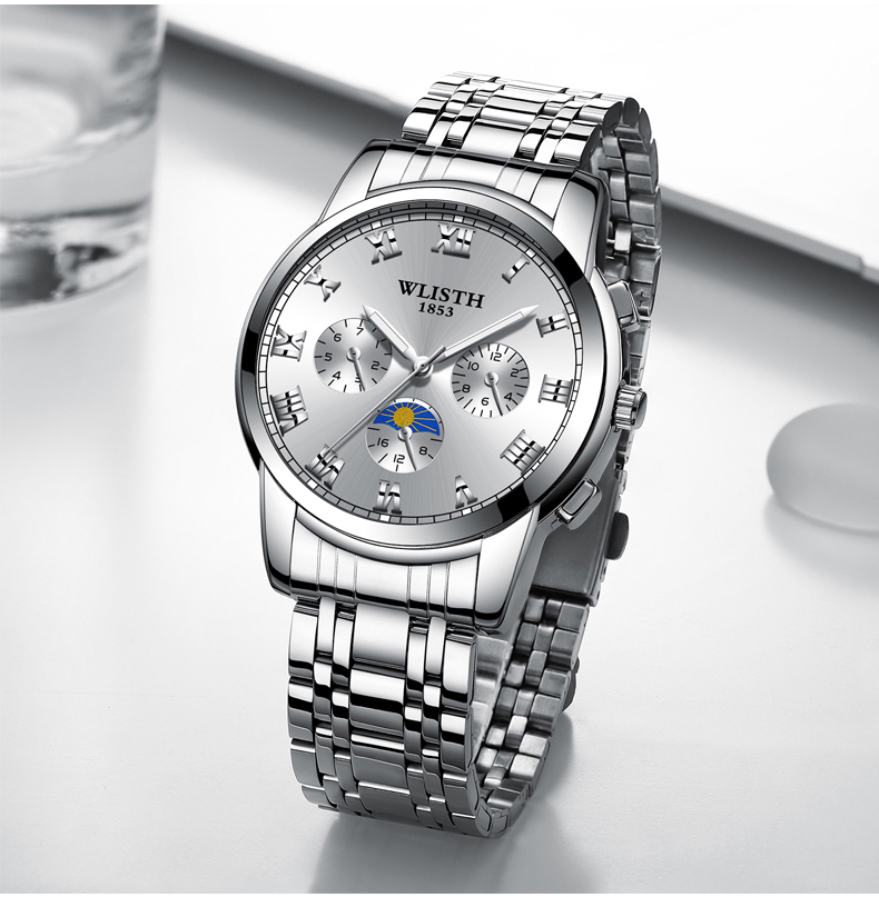 Men's Watch Steel Strap Watch for Men Waterproof Luminous Watch Quartz Wristwatch Date Male Clock