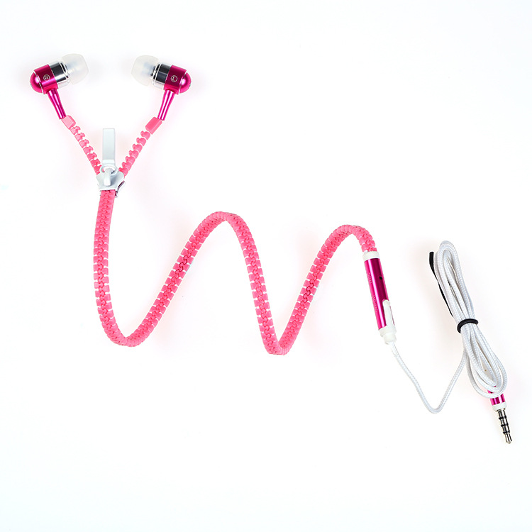 Luminous Earphone Glowing Zipper In-Ear Sports Headset Wired Handfree Stereo With Cool Microphone