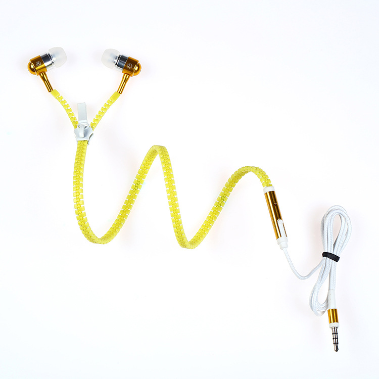 Luminous Earphone Glowing Zipper In-Ear Sports Headset Wired Handfree Stereo With Cool Microphone