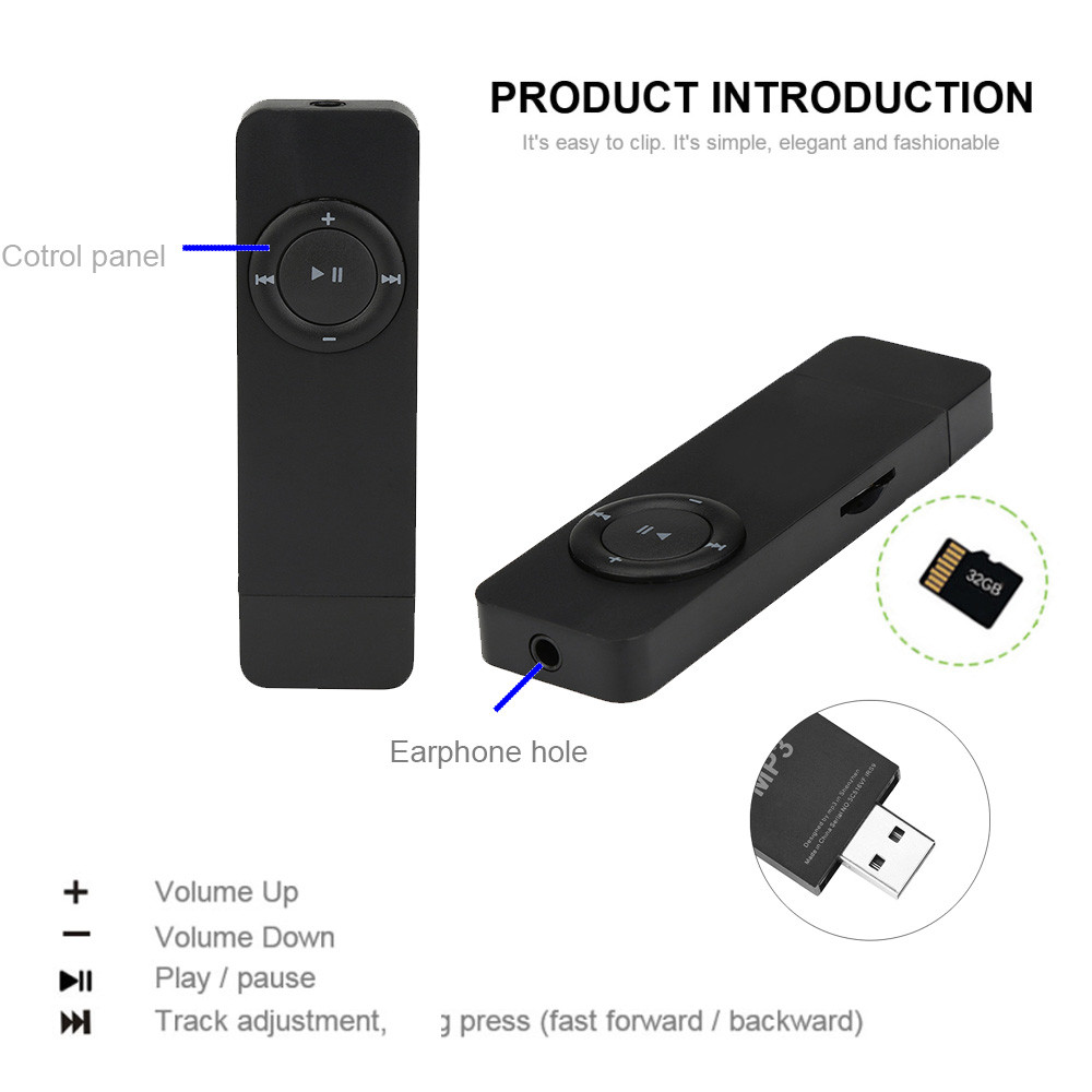 Portable Strip Sport Lossless Sound Music Media MP3 Player Support Micro TF Card