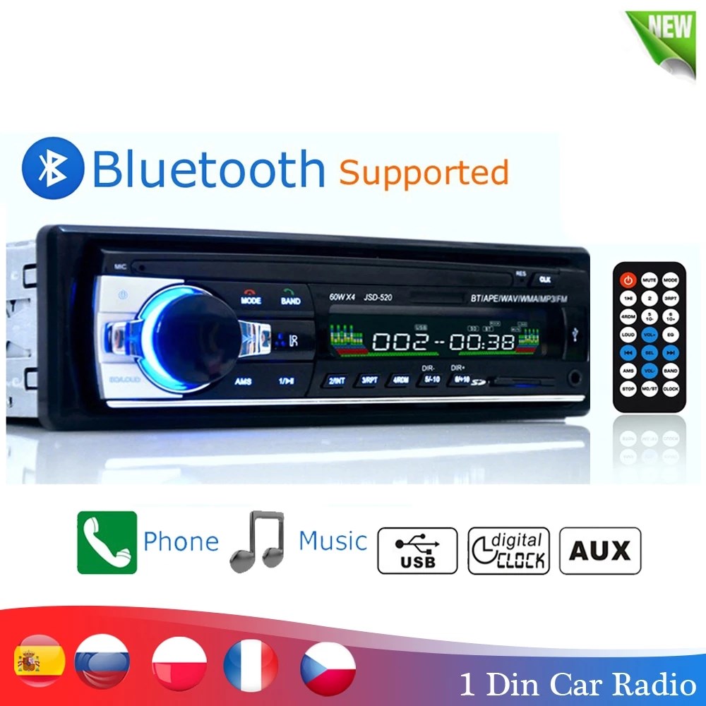 Bluetooth Autoradio Car Stereo Radio FM Aux Input Receiver SD USB 12V In-dash 1 din Car MP3 Player
