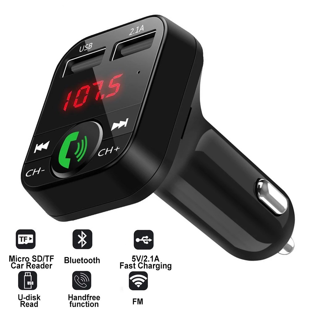 Bluetooth Wireless Car kit Handfree LCD FM USB Car Charger 2.1A MP3 Music TF Card U disk AUX Player