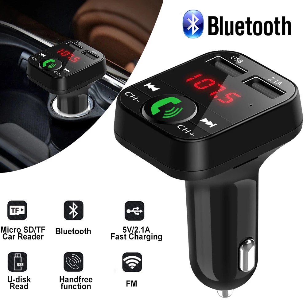 Bluetooth Wireless Car kit Handfree LCD FM USB Car Charger 2.1A MP3 Music TF Card U disk AUX Player