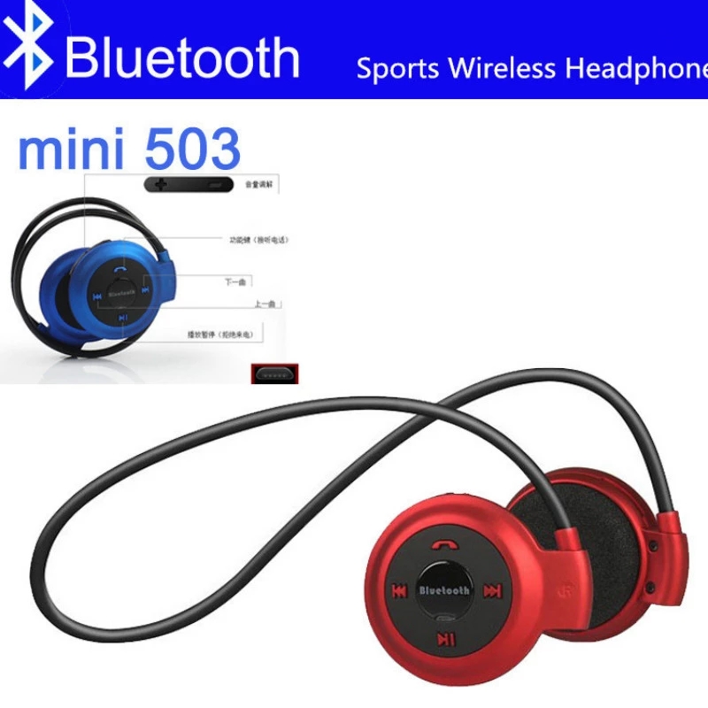 Mini 503 Bluetooth earphone Wireless Stereo Sport earphone Support TF Card FM Headband