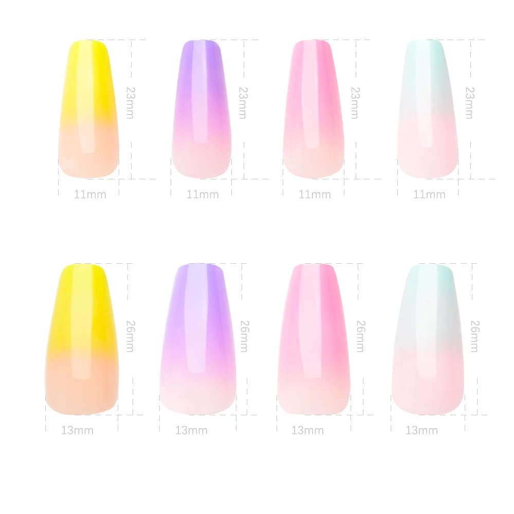 24Pcs/Set Reusable False Nail Stickers Set Full Cover Rainbow Matte Nail Designs Press for Womens