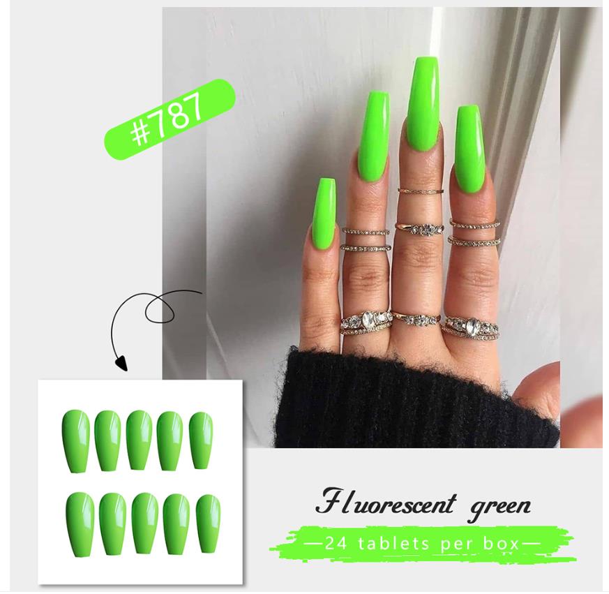 24pcs colourful Nail stickers detachable False Nail Tips With Glue Nails Art Fake nails Stickers