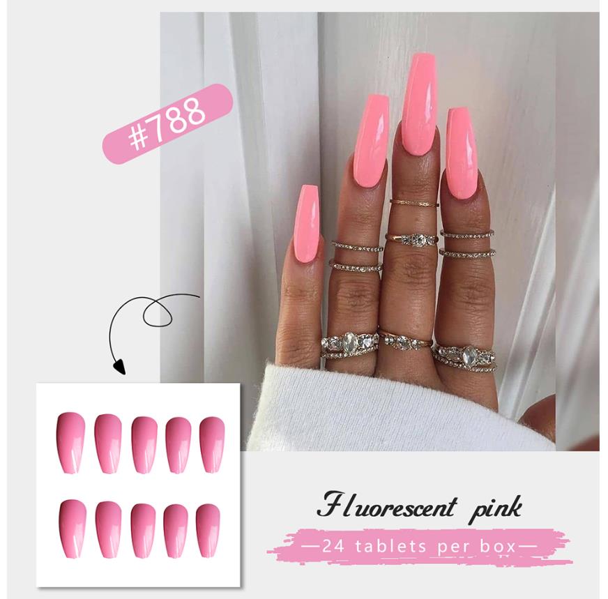 24pcs colourful Nail stickers detachable False Nail Tips With Glue Nails Art Fake nails Stickers
