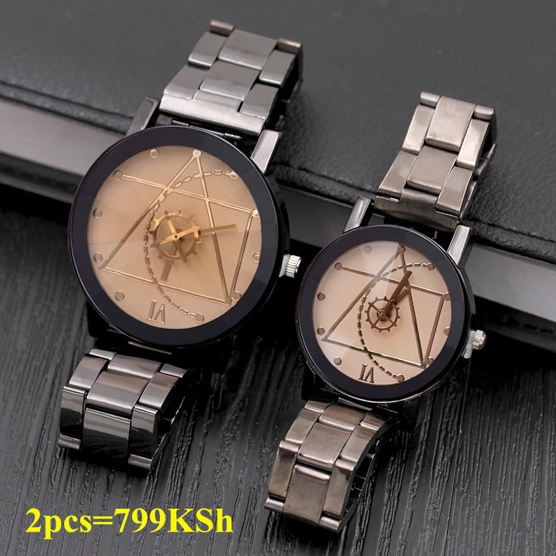 New 2Pcs Couple's Watch Men Women Watch Stainless Steel Watches Mens Quartz Analog Wrist Watch Men