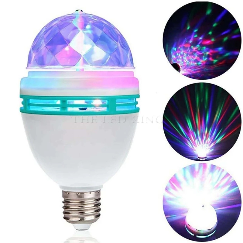 E27 RGB Led Colorful Lamp Bulb Automatic rotation  Magic Stage Light Party Bar Light KTV Laser Bulb