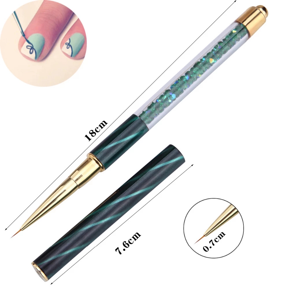 8Pc/Set Nail Art Rhinestone Handle Liner Pattern Painting Brush UV GEL Extension Builder Drawing Pen