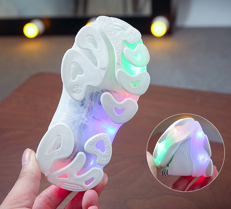 Kids Sneakers Children Girls Boys Letter Mesh Led Luminous Socks Sport Run Sneakers Light Up Shoes