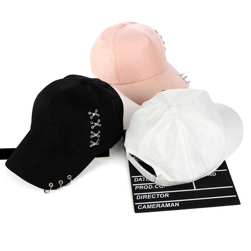 Unisex Sun Hat Baseball Cap White Pink Summer Outdoor Sunscreen Caps Couple Men Iron Ring Hats bone