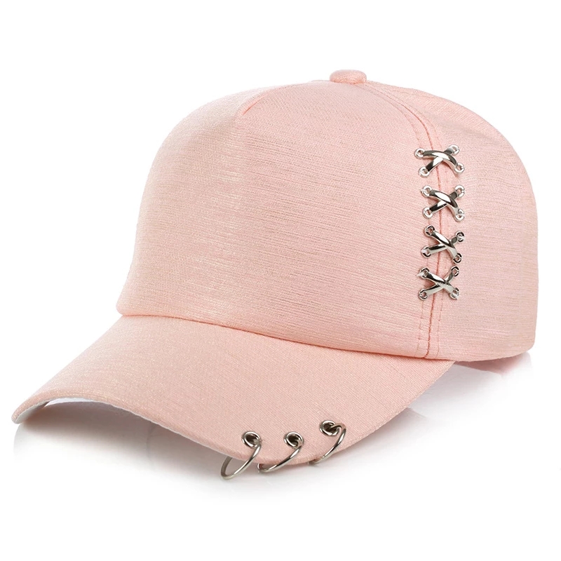 Unisex Sun Hat Baseball Cap White Pink Summer Outdoor Sunscreen Caps Couple Men Iron Ring Hats bone