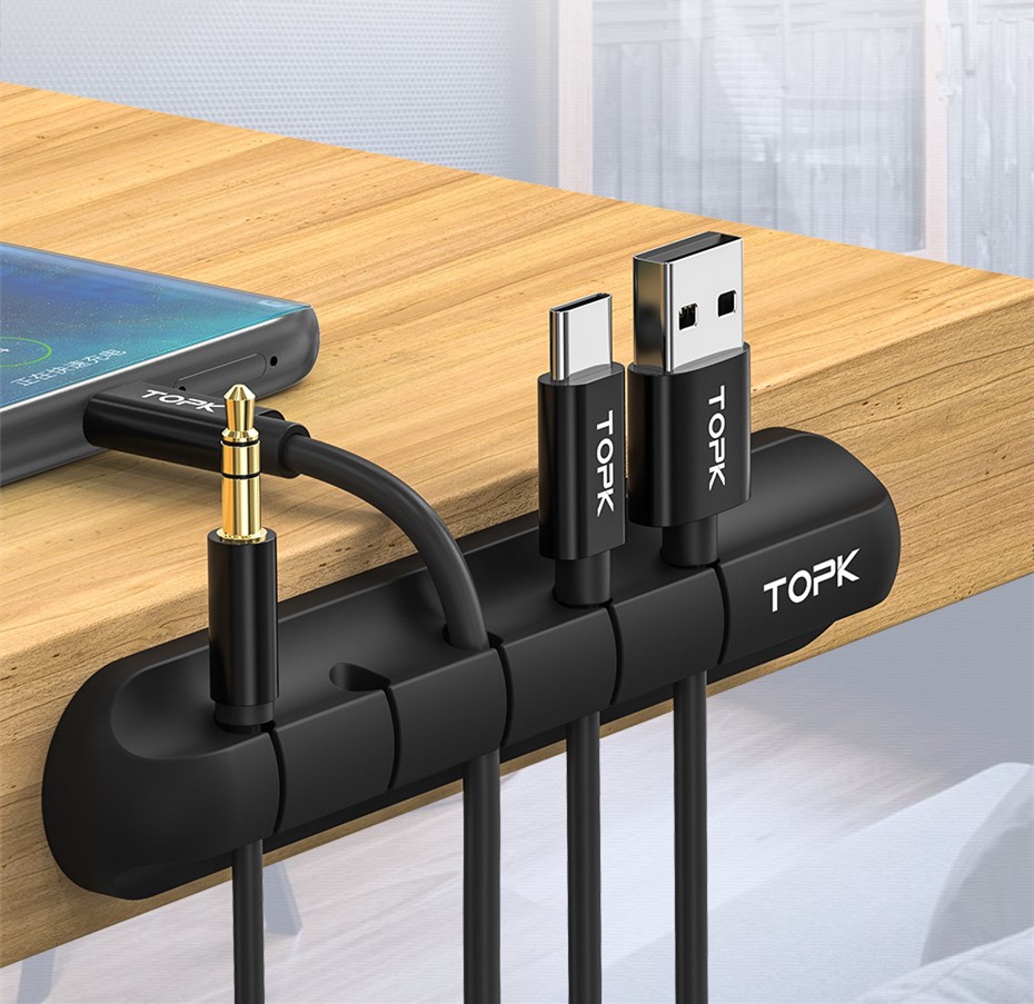 Cable Organizer Silicone USB Cable Winder Desktop Tidy Clips Cable Holder Headphone Wire Organizer