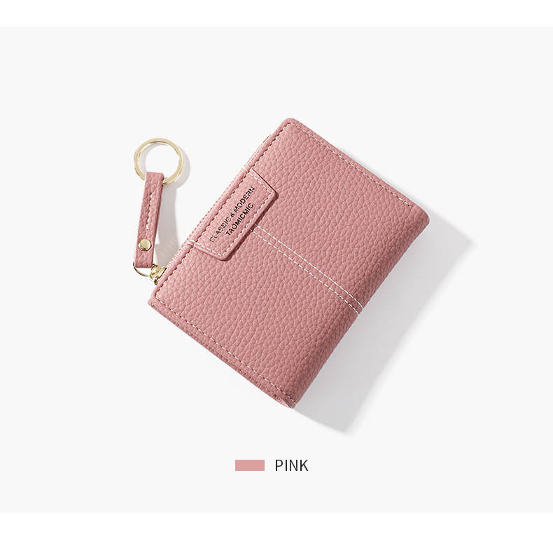 Yellow Women Wallet Soft PU Leather Female Purse Mini Holder Coin Slim Small Purse Zipper Keychain