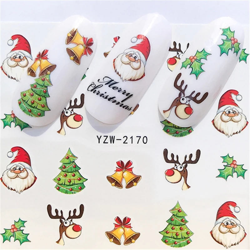 2020 Christmas Slider Nail Decals Nail Art Sticker DIY Manicure Accessory Transfer Foil Xmas Gift